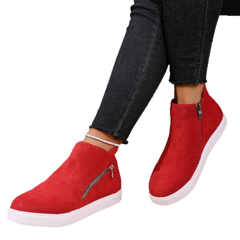 Side Zipper Platform Boots 2025 Winter New Plus Size Round Toe Ankle Boots for Women