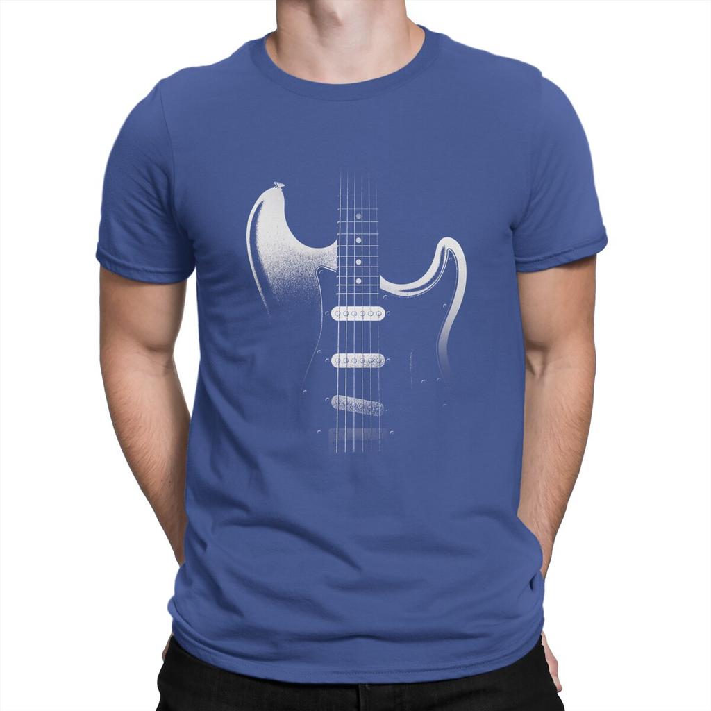 Guitar In Darkness Classic  TShirts for Unisex Bass Guitar Rock Music Casual Pure Cotton Tees Crewneck T Shirt Graphic Clothing