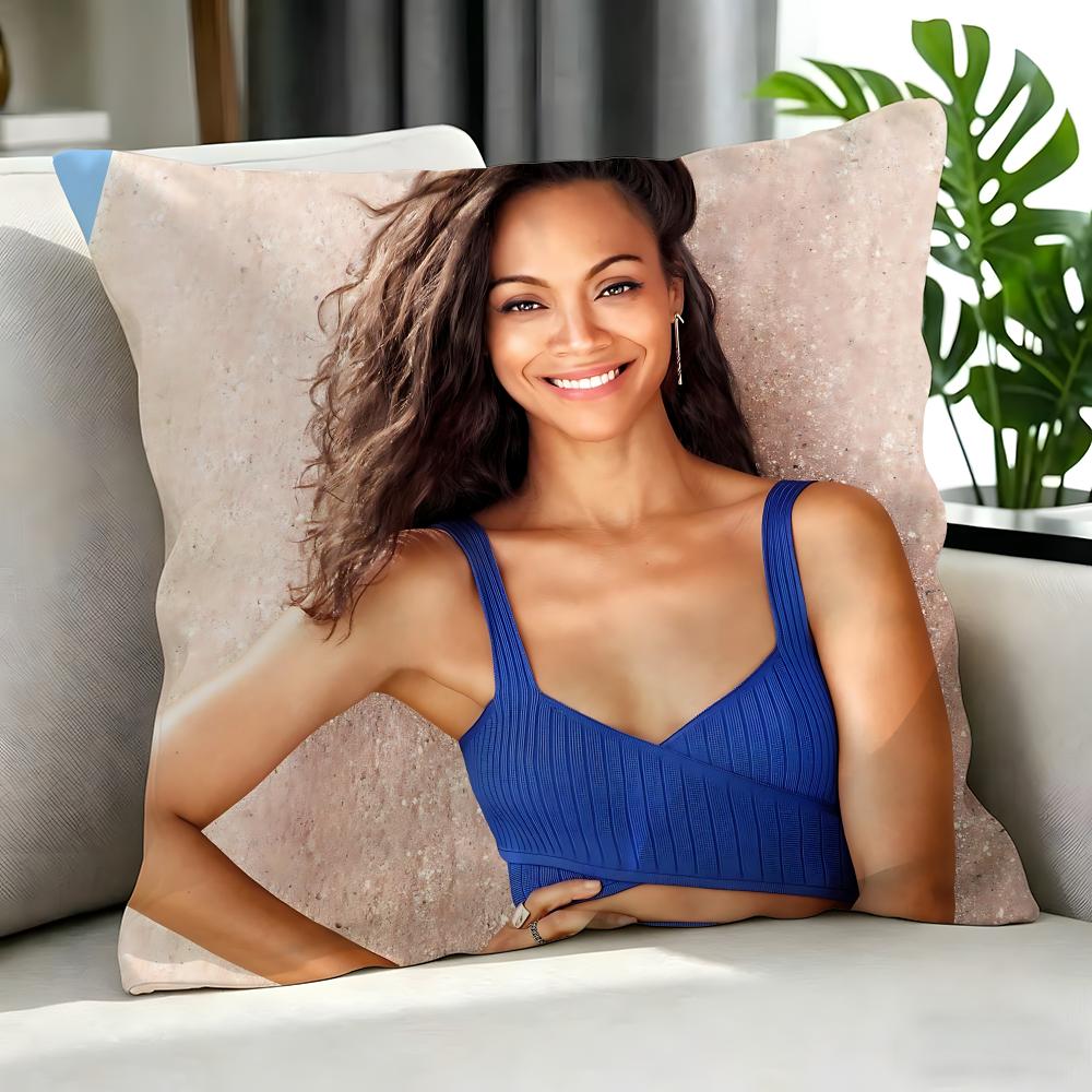 Actress Zoe Saldana Cushion Cover Cushion Cover Set 4Pcs 50X50 45X45 40X40 Pillowcase Decorative Sofa Home Decor