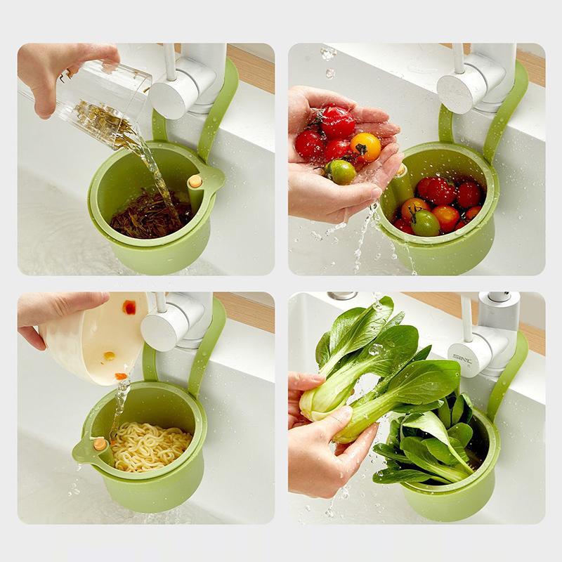2Pcs Adjustable Hanging Sink Drain Basket For Home Kitchen Sink Food Residue Separator, Filter Basket,Fruit Washing Drain Basket