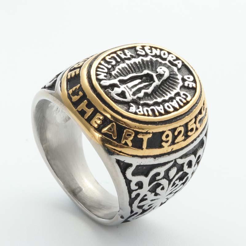 

Европейское и американское исламское кольцо из титановой стали с Девой Марией - Модные мужские украшения из нержавеющей стали Size 7