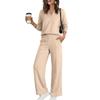Women's V-Neck Long Sleeve Sweatshirt and Jogger Pants Set Color Activewear for Gym Workouts