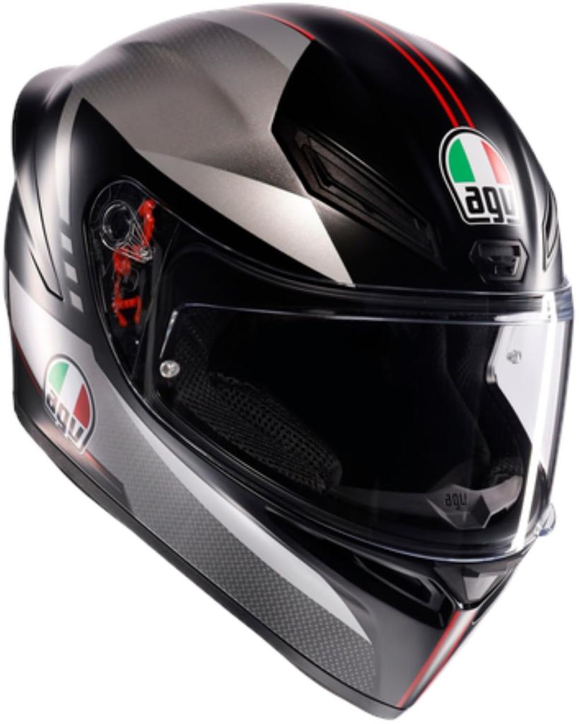 AGV K1 S Full Face Motorcycle LAP MATT XL Helmet, BLACK/GREY/RED, (61-62cm), 18394007034-XL