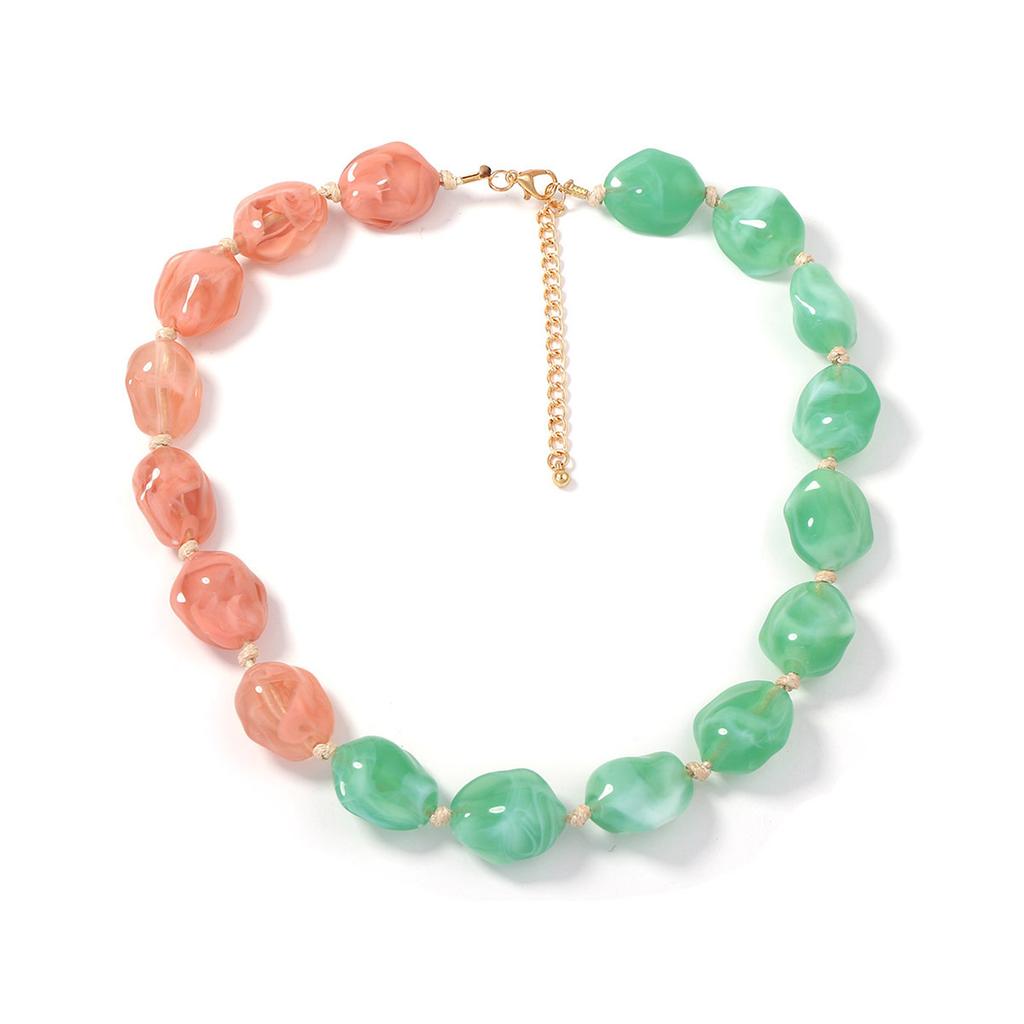 Simple and Fashionable, Personalized Design Sense, Casual and Versatile, Colorful Geometric Multi-color Splicing, Exaggerated Beaded Necklace, Women