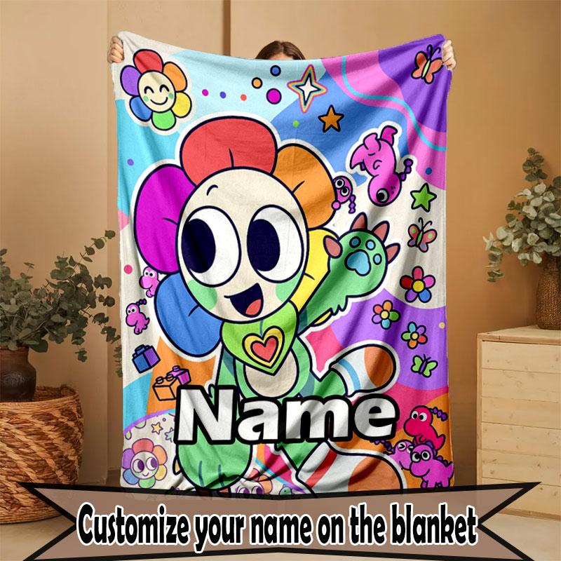 Custom Name Personalized Dandy's World Print Blanket, Home Decor, Bedroom, Sofa, Camping, Couch, Gifts for Birthday Christmas