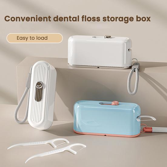Pop-Up Floss Box Portable Automatic Dental Floss Dispenser Dustproof Reusable Floss Storage Case with Mirror for Oral Care Home Hotel Restaurant