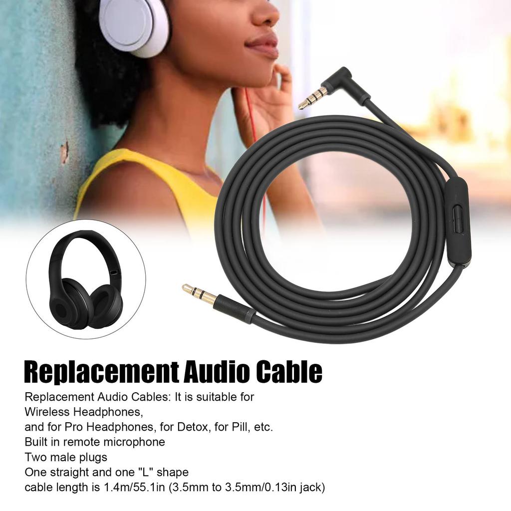 Replacement Cable with Inline Microphone and Track Control Portable Cable for Headphones(Black Red )