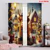 2pcs 2D Flat Printing Christmas Drapes Highland Cow Christmas Polyester Without Electricity Family Party Perfect for Aesthetic