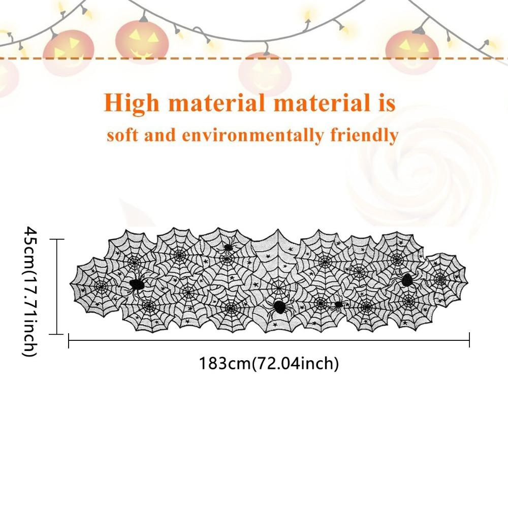 1PC Halloween Spider Web Black Lace Table Runner Kitchen Dining Table Decor Indoor Outdoor Party Spooky Holiday Home Decoration