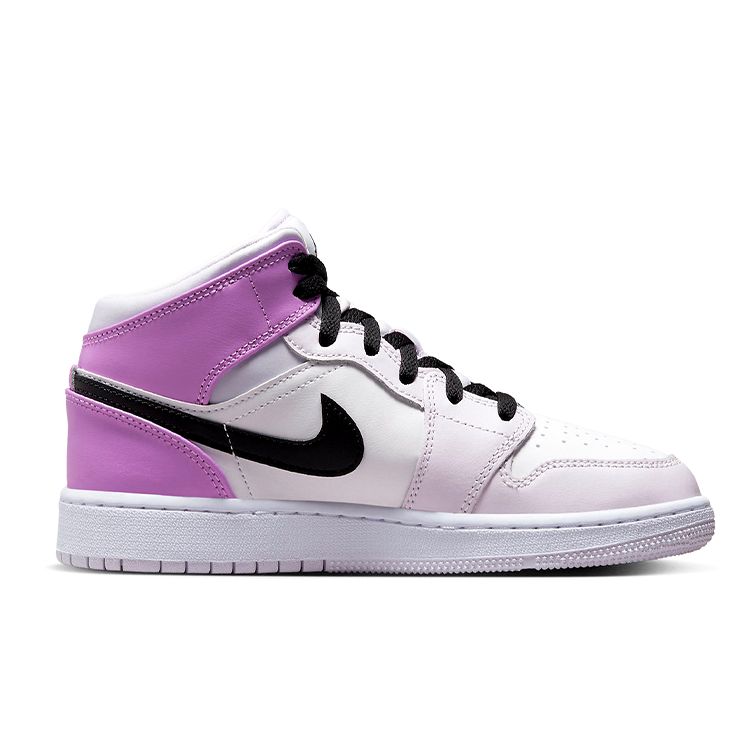 Air Jordan 1 Mid GS Barely Grape Kids Sneakers Purple Black White DQ8423-501