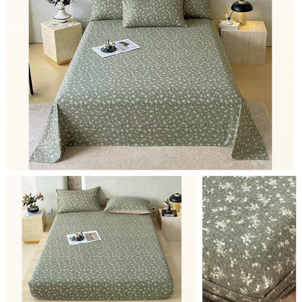 Retro-Stil Rutschfeste Weiche Leinen-Baumwolle Spannbettlaken, Doppellagige Crinkle-Gaze, Schrumpffrei, Atmungsaktiv, Verdickte Tagesdecke R