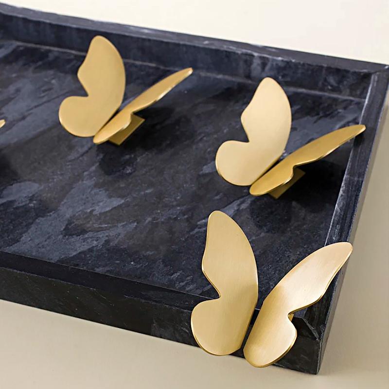 French Metal Butterfly Shape Handles Kitchen Cabinet Door Pulls Drawer Knobs For Kids Room Furniture Handles Hardware Home Decor