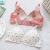 South East Asia Sweet Floral No Steel Ring Triangle Cup Small Chest Gathering Underwear Girl Seamless Student Bra Cover
