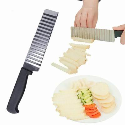 Kartoffelchip-Schneider aus Edelstahl, Teig, Gemüse, Obst, Crinkle-Wellenschneider, Messer, Kartoffelschneider, Chopper, Pommes-Frites-Maker, Gadget