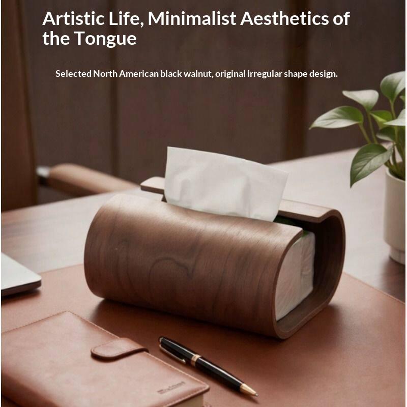 Walnut Wood Tissue Box Large Capacity Elegant Design Decorative Napkin Holder for Home Living Room Bedroom Office