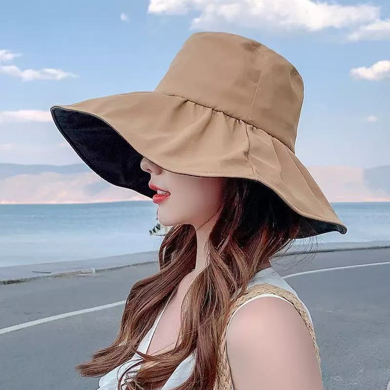 New fisherman's visor, versatile outdoor sun hat, large brim, small face, sun protection, women's hat