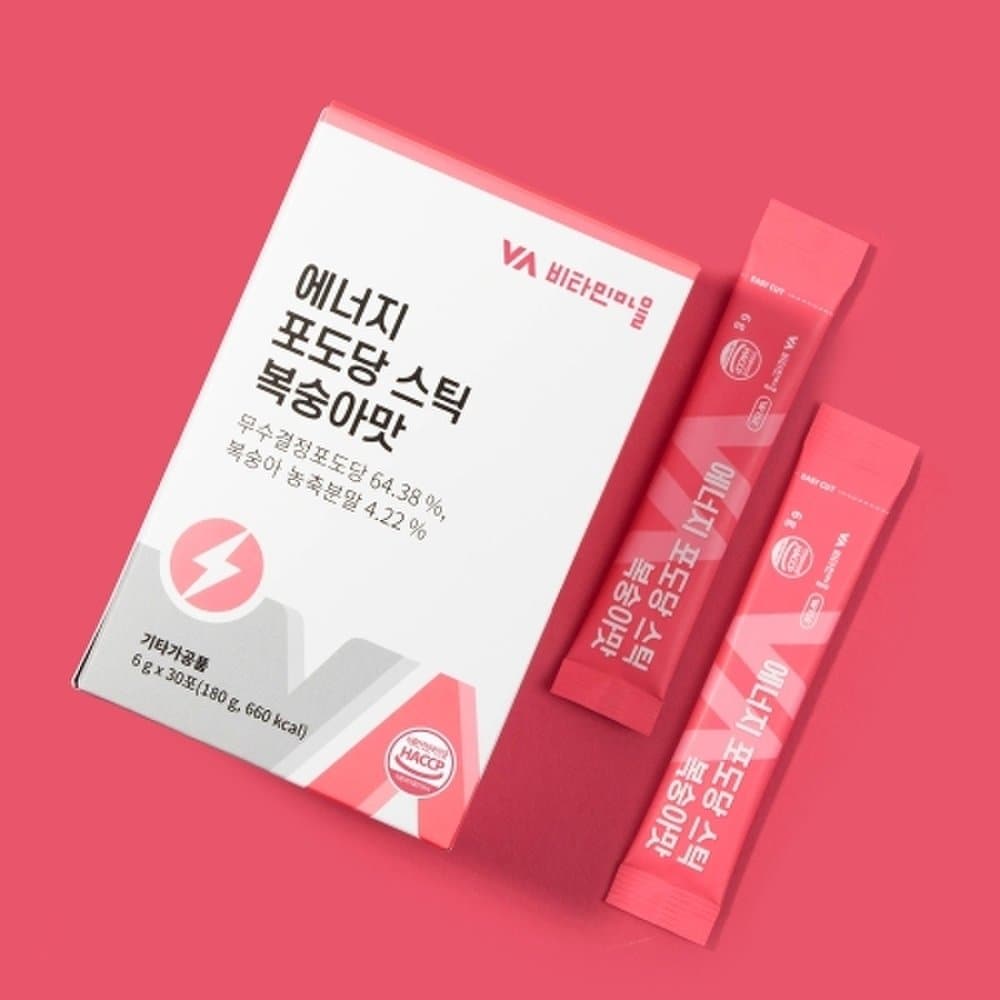 Vitaminvillage Energy Glucose Stick Peach Flavor Energy Drink 1 Box 30 Packs 1 Month Supply