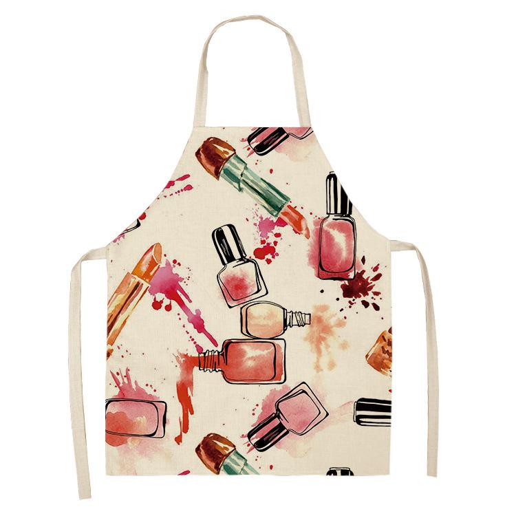 Fashion Makeup Apron Lipstick Nail Polish Print, Kitchen Cooking Bib, Multiple Sizes Available