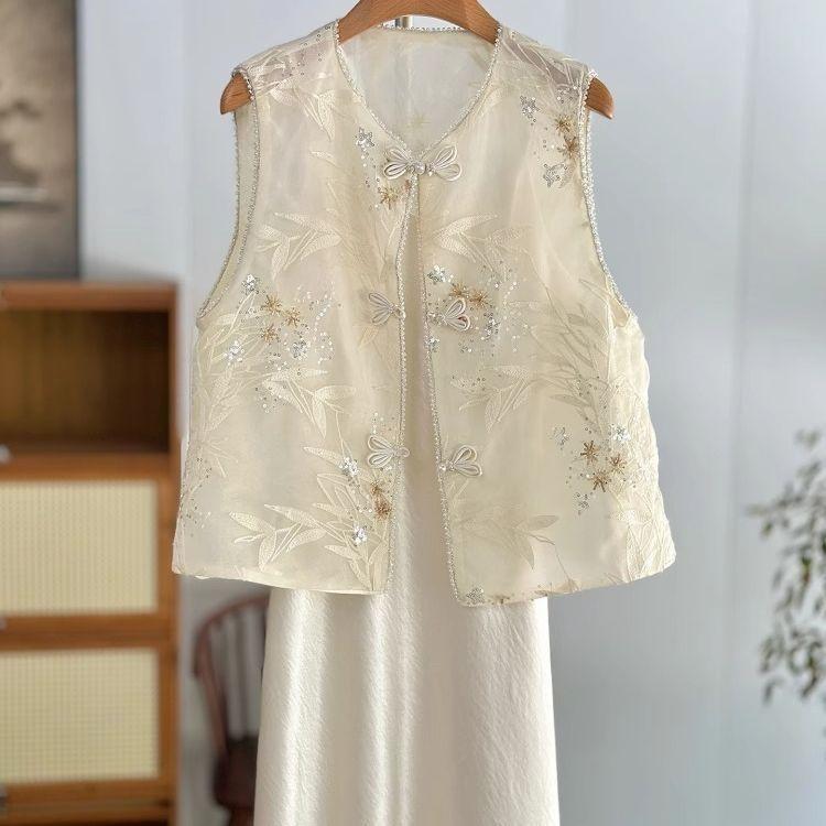 Chinese Vest Vest Summer Versatile Temperament Retro New Vest Thin Top Embroidery