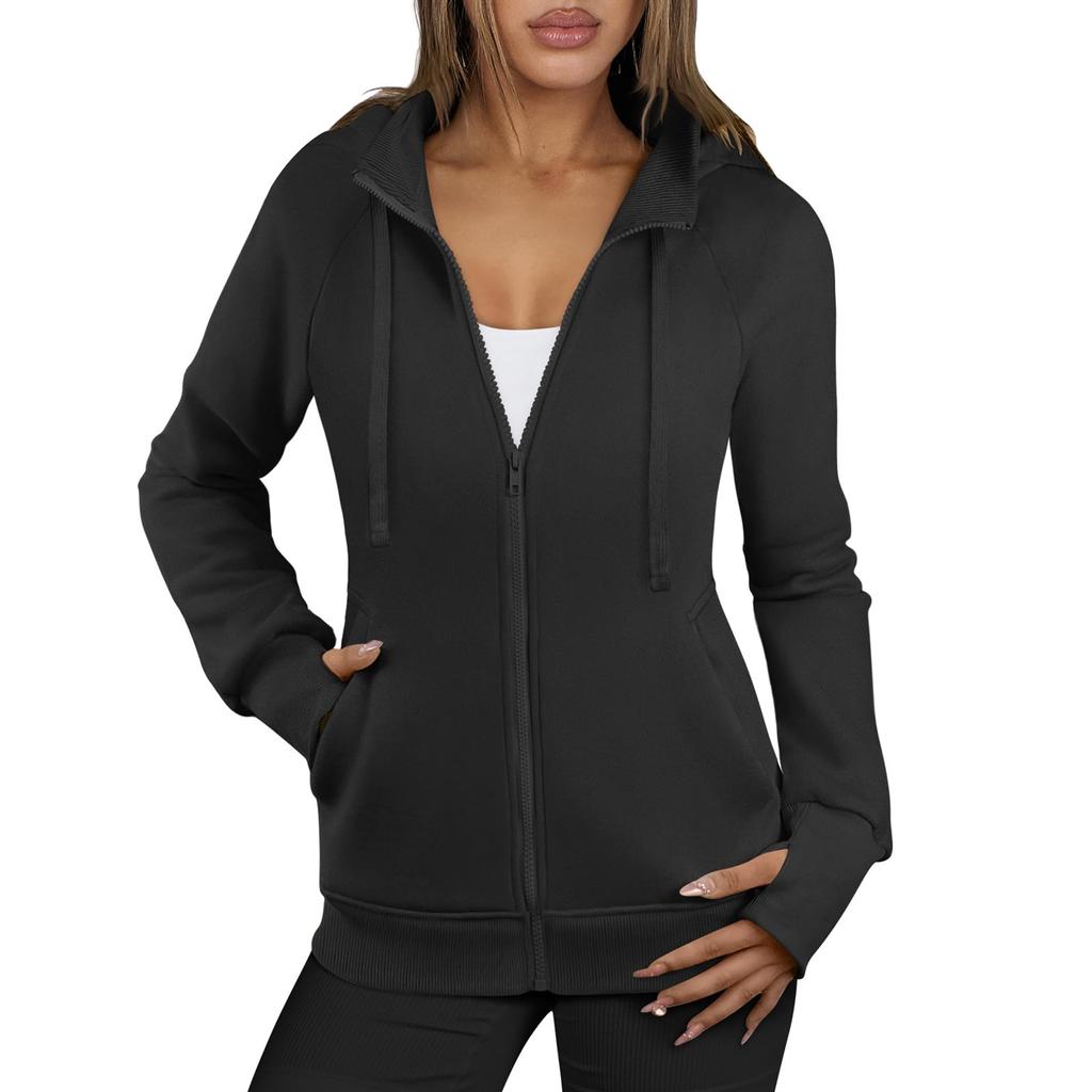 Hanorace cu fermoar pentru femei, jachete din lână, bluze cu mânecă lungă, buzunare, modă casual de toamnă, ținute preppy, haine