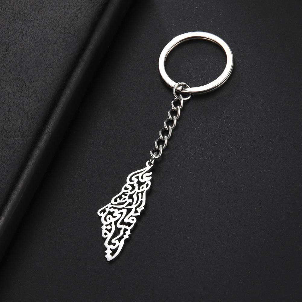Dreamtimes Fashion Stainless Steel Keychain Necklace Car Bag Pendant Charm Muslim Amulet Islamic Rune Jewelry Gift