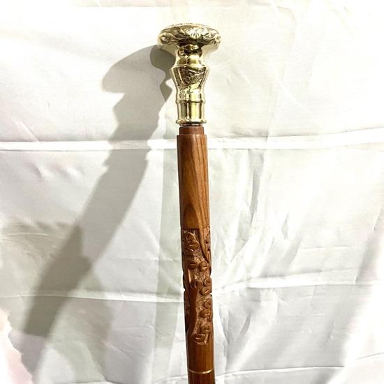 Dřevěná vycházková hůl palisandrová s mosaznou rukojetí Stylová ručně vyrobená vycházková hůl dárek