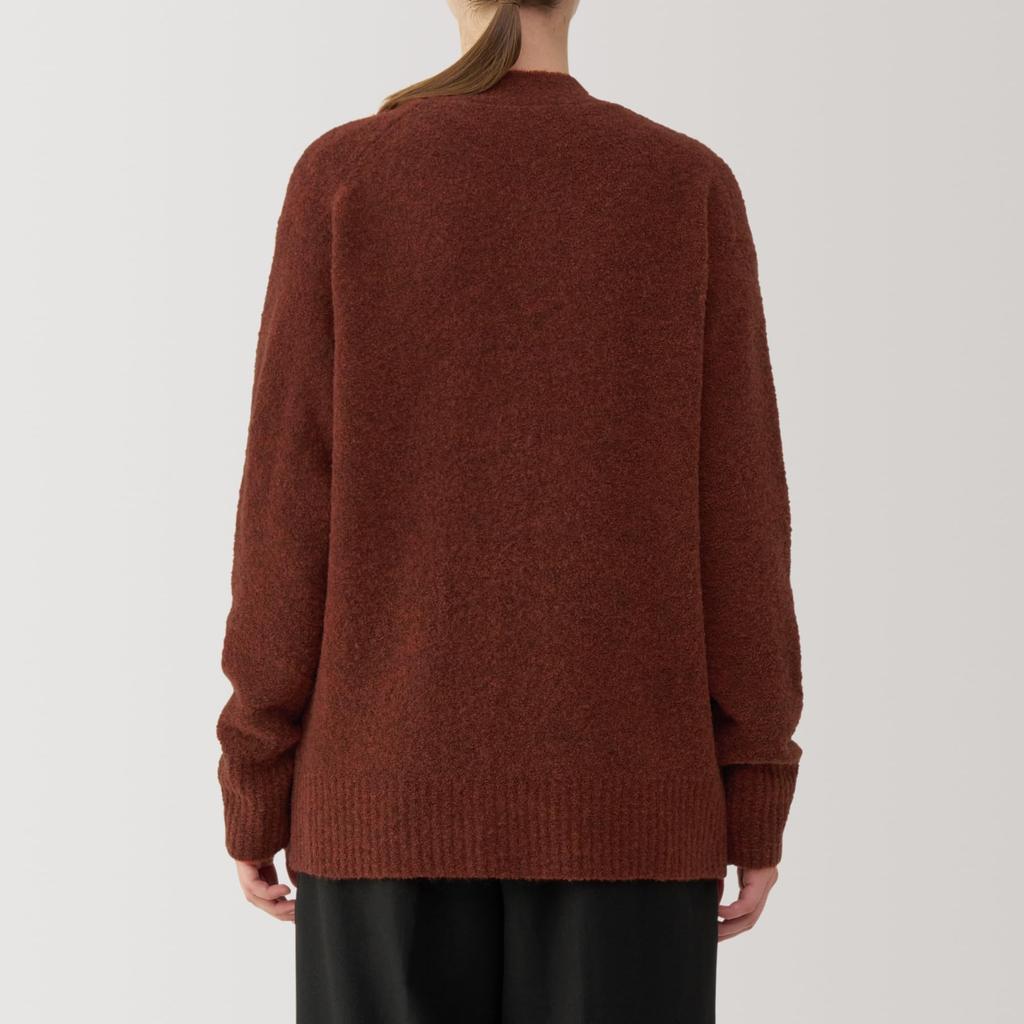 MUJI Women's Wool Blend Boucle V-Neck Cardigan, Brick, BA1PNA4A, Women's XL