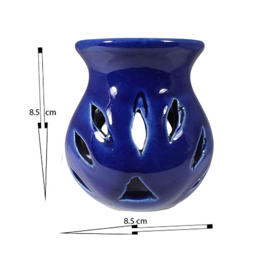 Pure Source India Ceramic Aroma Burner (Set of 1, Navy Blue)