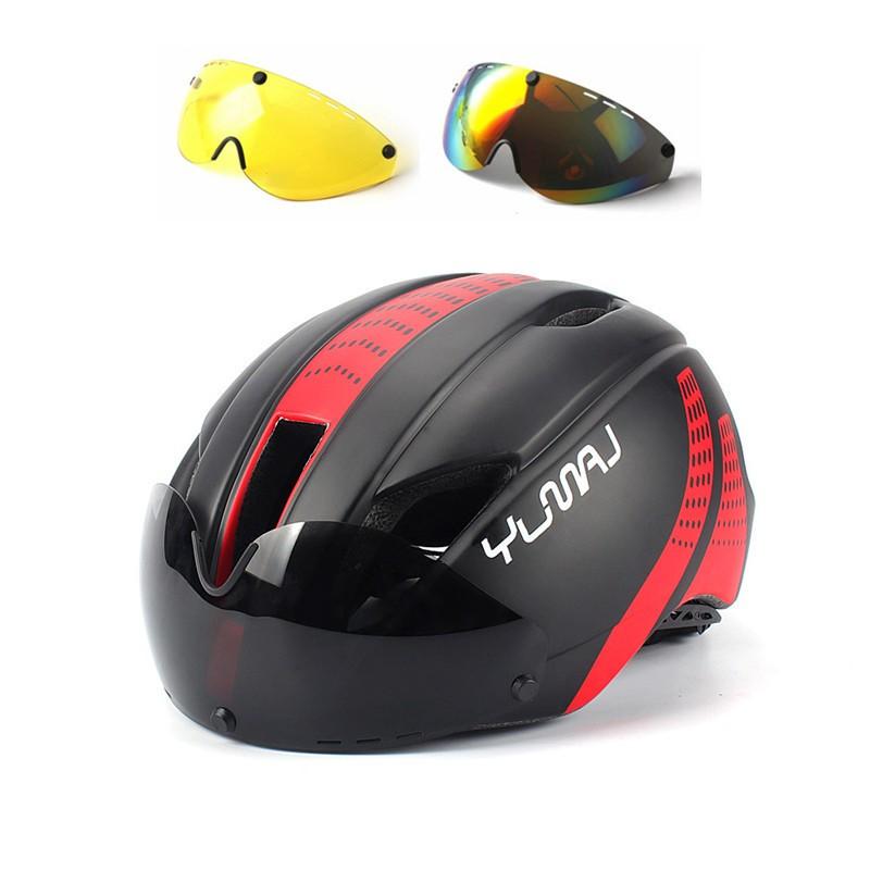 YUMAJ Aero Leichter Fahrradhelm Rennrad Fahren Halbschalen-Design CE CPSC Zertifiziert Schwarz Rot M/L
