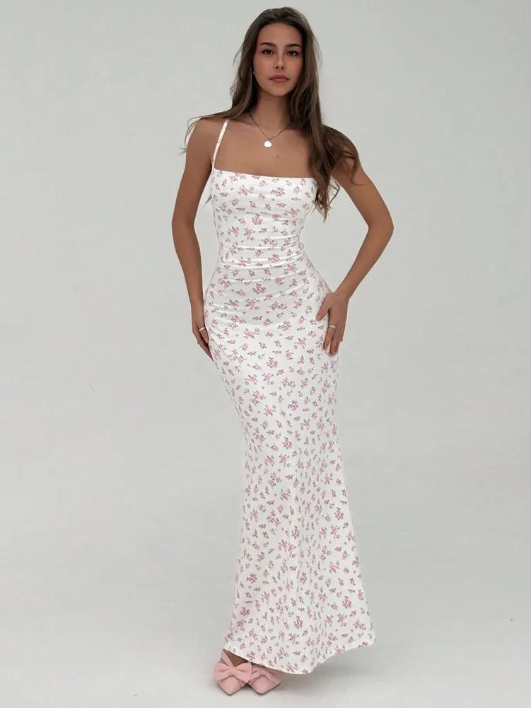 Dresses phumee Disty Floral Printing Backless Back Tie AE055