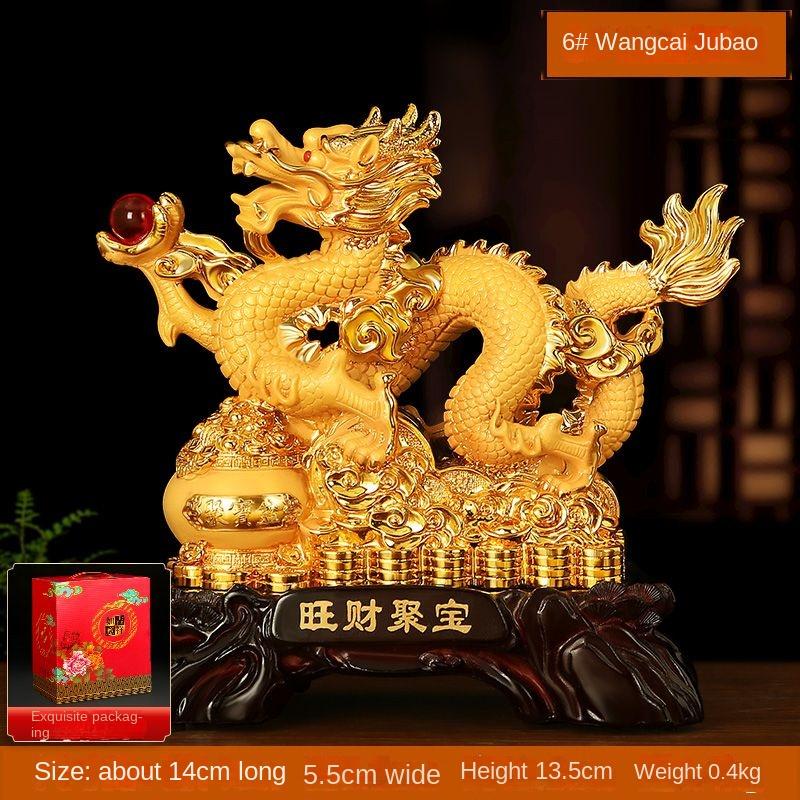 Fengshui Zodiac Dragon Decoration Large Size Jubao Zhaocai Golden Dragon Office Living Room New Year Decoration Birthday Gift