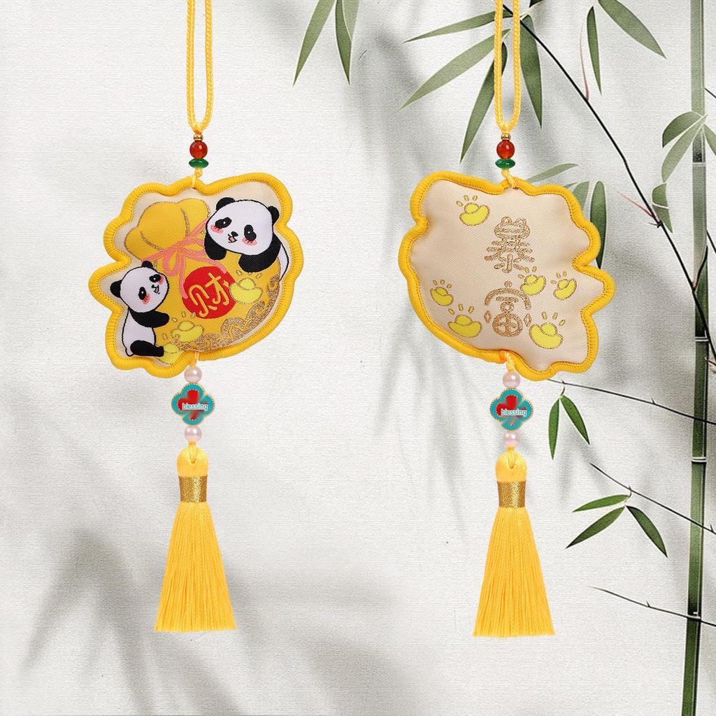 Panda Double-Sided Sachet Ornament - Dragon Boat Festival Embroidered Lucky Bag for Car or Hanfu.