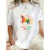 T Shirt Black Rainbow Horse Year Of The Horse 2026 Print Casual Wear For Women Fashion Statement Piece Summer Outfit Streetwear Trendy Graphic Tee