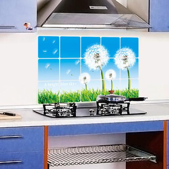 Oil-proof Kitchen Wall Sticker Rose Tulip Flower Dolphin Dandelion Self-adhesive Waterproof