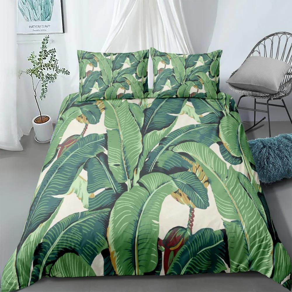 

Tropical Palmtree Leaves Bedding Set King Queen Double Full Twin Single Size Duvet Cover Pillow Case Bed Linen Set EU single(135x200cm)
