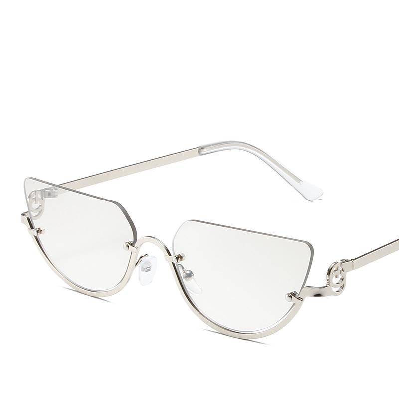 New Metal Half Sunglasses Fashionable Gradient Color Women Decorative Eyewear Holiday Outdoor Trendy Sun Glasses Uv400