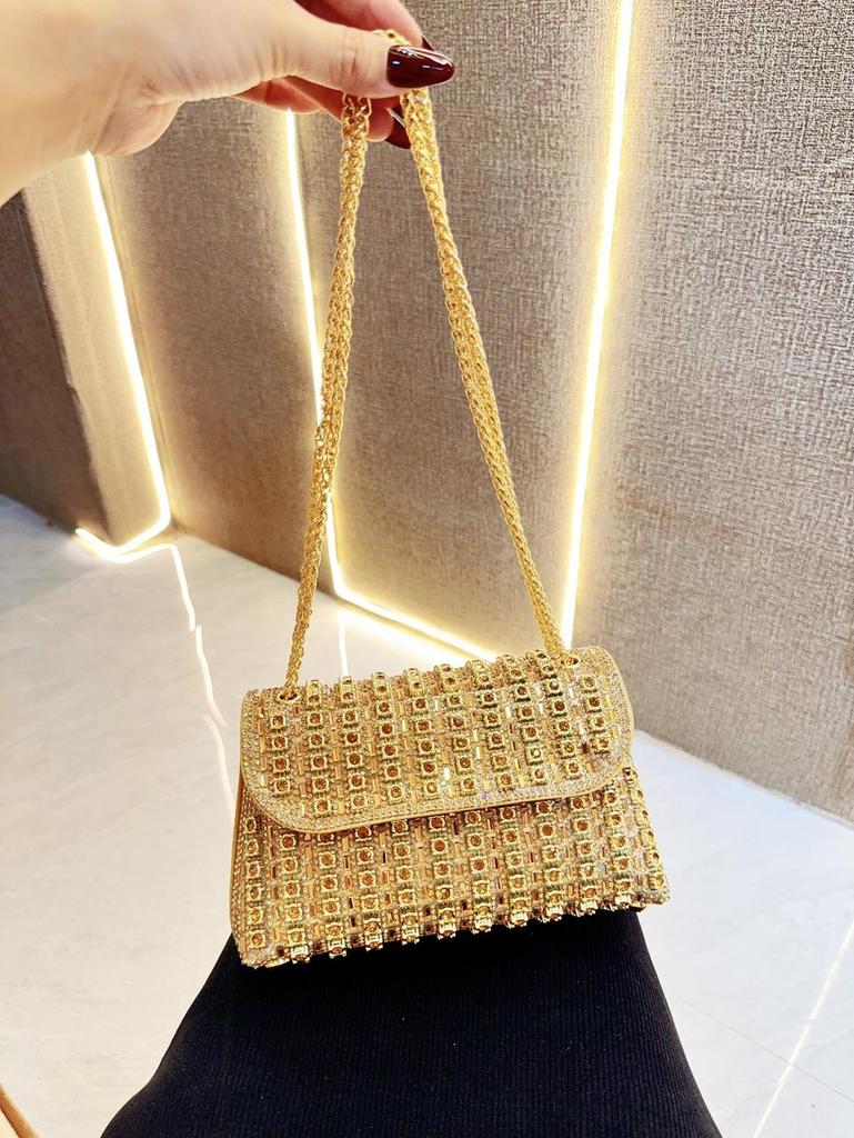 Retro Rhinestone Single Shoulder and Crossbody Evening Bag