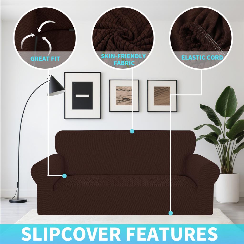 Jacquard Sofa Cover Super Soft Non-Slip Couch Slipcovers Spandex 1/2/3 Seater Protector Cover for Living Room Dogs Cats Pets Kid