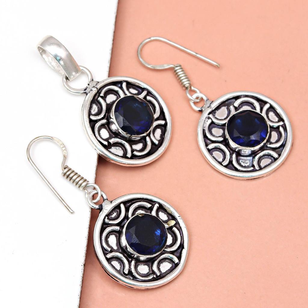 Tanzanite Set Jewelry Quartz Gemstone Pendant 18-20'' Necklace