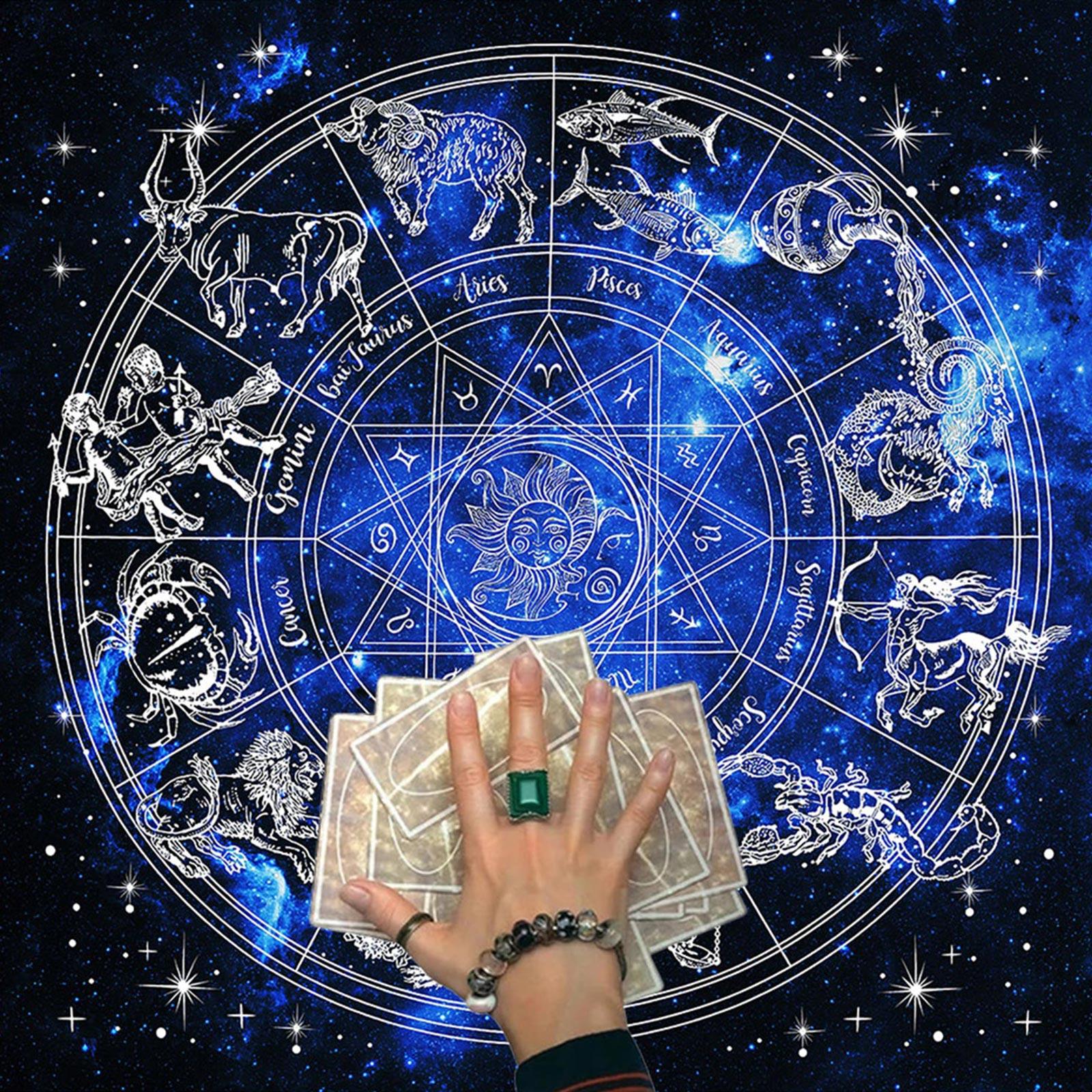 Čtvercové flanelové tarotové oltářní plátno karetní stolní hra astrologie věštci podložka na podložky na stůl obal na podložky podložky na věštění ubrus B50 blue