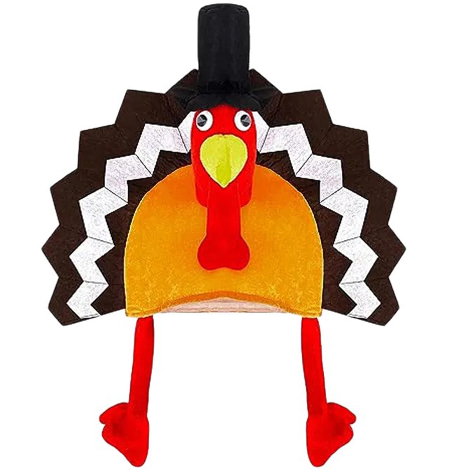 Plush Turkey Hat for Family Gathering Kids Lovely Cartoon Hat Breathable Festival Party Hat Thanks Giving Party Headgear