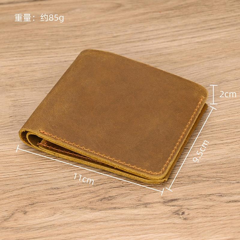 Men'S Retro Leather Short Wallet With Zipper Change Bag First Layer Cowhide Multi-Card Crazy Horse Leather 20% Off Wallet