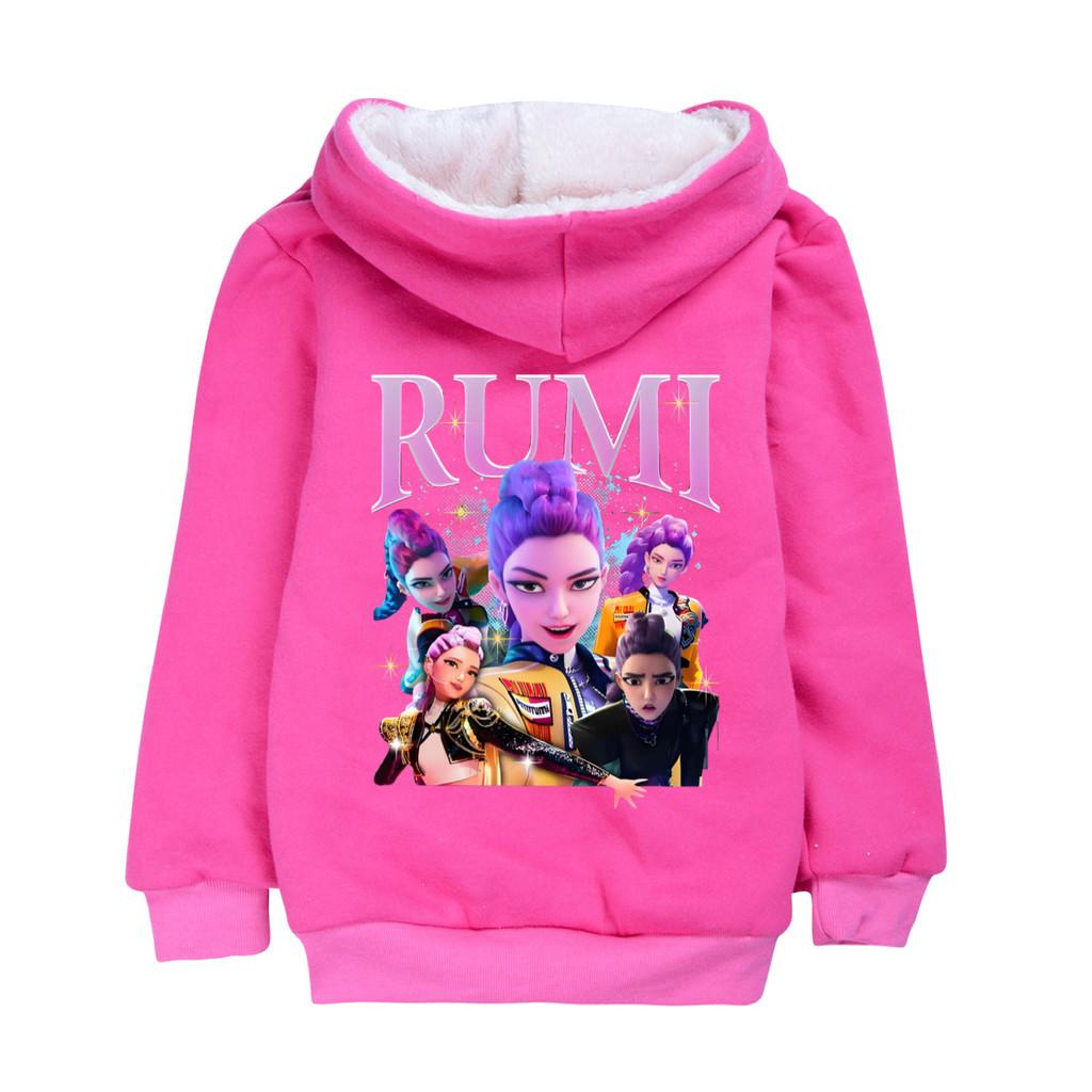 4805 Kinder Mädchen Kpop Zoey Mira Rumi Rumi Mantel Langärmlig Samt Warm Winterjacke