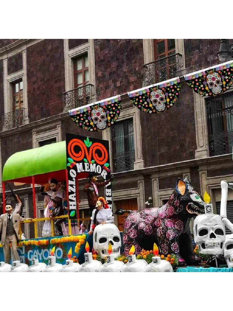 Day Of The Dead Decorative Fan Flag Background Indoor Outdoor Holiday Decorative Hanging Flags