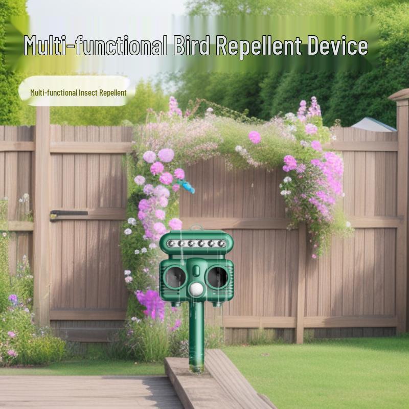 Multifunctional Solar-Powered Outdoor Ultrasonic Pest Repeller USB оливковое зеленый