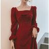 Toast Clothes The Bride's New Autumn Red Party Can Usually Wear a Small Wedding Engagement Dress