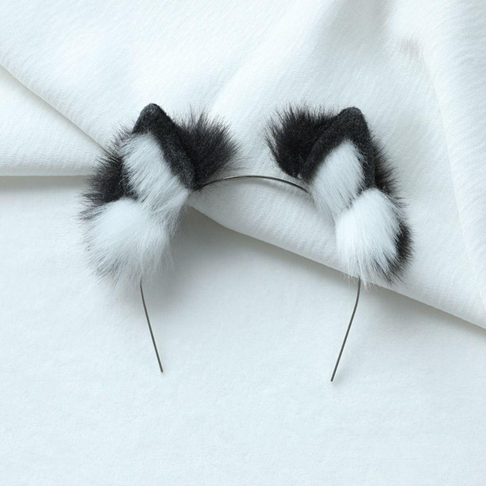 Black White Idol Doll Headwear Cat Ear Cat Wolf Ears Headwear for Cotton Doll Girl Gift