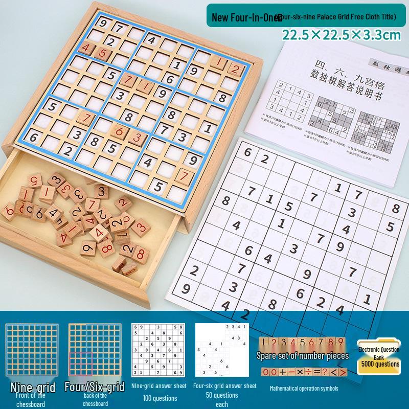Wooden Sudoku Game: Nine-Grid Logic Puzzle for Children