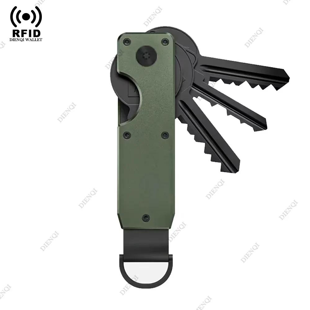Smart Metal Key Organizer Holds 2-6 Keys Wallets Men RFID Block Aluminium Key Chain Minimalist Case Holder for Keychain Secures Ulqch44