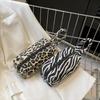 Portable Leopard Print Makeup Bags Large Capacity With Handle Pillow Pen Bag Zipper Storage Handbag Travel
